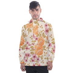 Peony Flower Pattern Background Men s Front Pocket Pullover Windbreaker