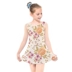 Peony Flower Pattern Background Kids  Skater Dress Swimsuit by Grandong