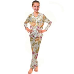 Peony Flower Pattern Background Kids  Satin Long Sleeve Pajamas Set by Grandong