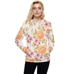 Peony Flower Pattern Background Women s Lightweight Drawstring Hoodie