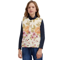 Peony Flower Pattern Background Kid s Button Up Puffer Vest	