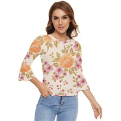 Peony Flower Pattern Background Bell Sleeve Top