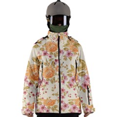 Peony Flower Pattern Background Men s Zip Ski And Snowboard Waterproof Breathable Jacket by Grandong