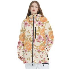 Peony Flower Pattern Background Women s Multi Pockets Zip Ski And Snowboard Waterproof Breathable Jacket