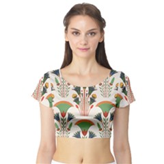 Ancient Egypt Antique Archeology Short Sleeve Crop Top by Grandong