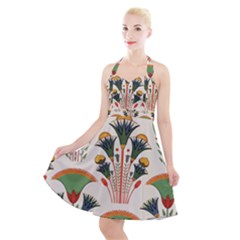 Ancient Egypt Antique Archeology Halter Party Swing Dress 