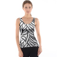 Black White Flower Texture Pattern Women s Basic Tank Top by Grandong