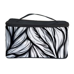 Black White Flower Texture Pattern Cosmetic Storage Case by Grandong