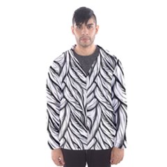 Black White Flower Texture Pattern Men s Hooded Windbreaker