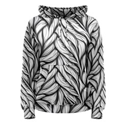 Black White Flower Texture Pattern Women s Pullover Hoodie