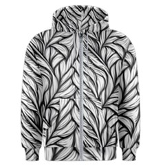 Black White Flower Texture Pattern Men s Zipper Hoodie