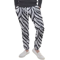 Black White Flower Texture Pattern Men s Jogger Sweatpants by Grandong