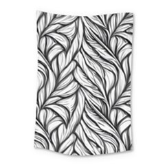 Black White Flower Texture Pattern Small Tapestry