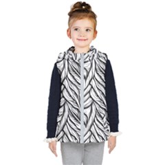 Black White Flower Texture Pattern Kids  Hooded Puffer Vest