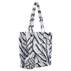 Black White Flower Texture Pattern Everyday Shoulder Bag With Pouch Bag