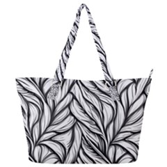 Black White Flower Texture Pattern Full Print Shoulder Bag by Grandong