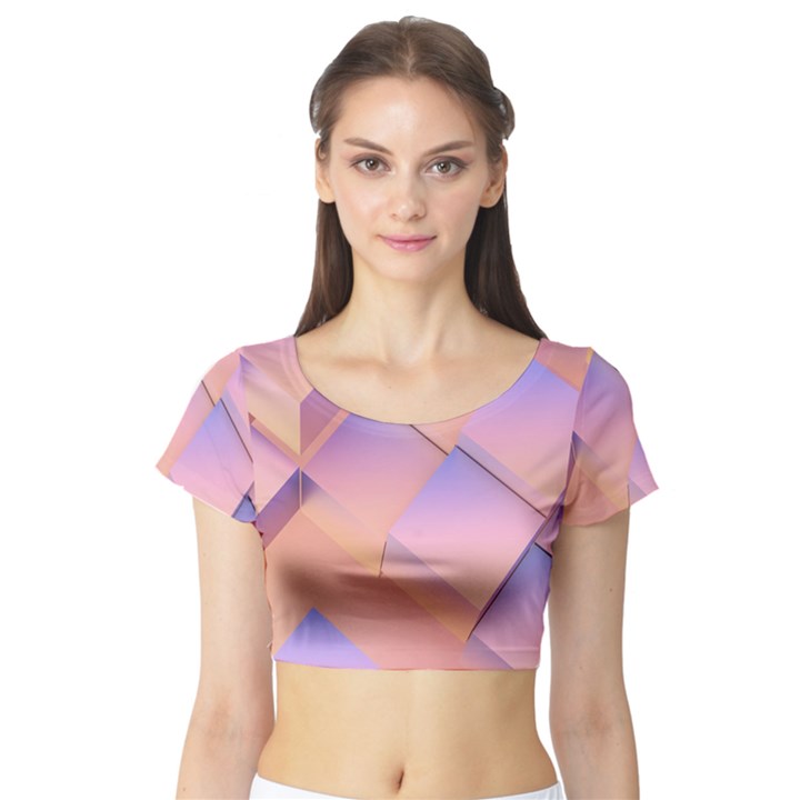 3d Texture Abstract Pattern Vintage Short Sleeve Crop Top