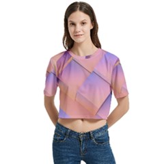 3d Texture Abstract Pattern Vintage Women s Round Neck Short Sleeve Crop Top