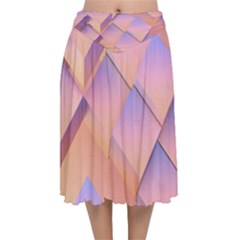 3d Texture Abstract Pattern Vintage Velvet Flared Midi Skirt