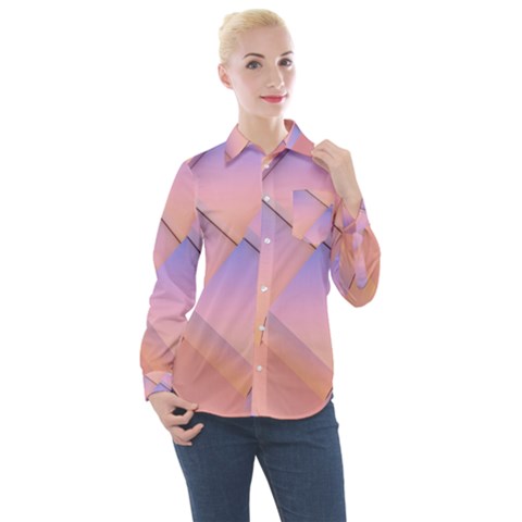 3d Texture Abstract Pattern Vintage Women s Long Sleeve Pocket Shirt by Grandong