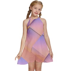 3d Texture Abstract Pattern Vintage Kids  Halter Collar Waist Tie Chiffon Dress by Grandong