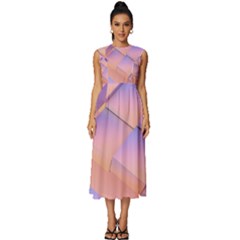 3d Texture Abstract Pattern Vintage Sleeveless Round Neck Midi Dress by Grandong