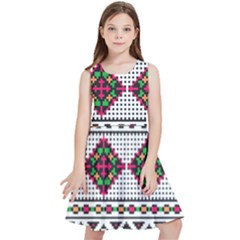 Ukrainian Folk Seamless Pattern Ethnic Ornament Border Element Traditional Kids  Skater Dress