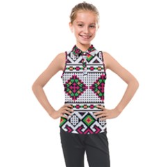 Ukrainian Folk Seamless Pattern Ethnic Ornament Border Element Traditional Kids  Sleeveless Polo T-shirt