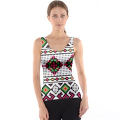 Ukrainian Folk Seamless Pattern Ethnic Ornament Border Element Traditional Women s Basic Tank Top