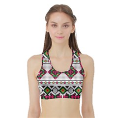 Ukrainian Folk Seamless Pattern Ethnic Ornament Border Element Traditional Sports Bra With Border