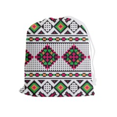 Ukrainian Folk Seamless Pattern Ethnic Ornament Border Element Traditional Drawstring Pouch (xl)