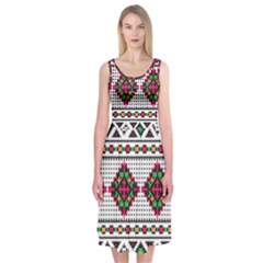 Ukrainian Folk Seamless Pattern Ethnic Ornament Border Element Traditional Midi Sleeveless Dress