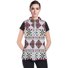 Ukrainian Folk Seamless Pattern Ethnic Ornament Border Element Traditional Women s Puffer Vest