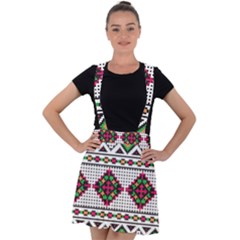 Ukrainian Folk Seamless Pattern Ethnic Ornament Border Element Traditional Velvet Suspender Skater Skirt by Grandong