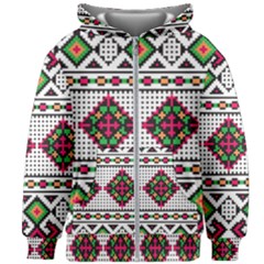 Ukrainian Folk Seamless Pattern Ethnic Ornament Border Element Traditional Kids  Zipper Hoodie Without Drawstring