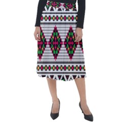 Ukrainian Folk Seamless Pattern Ethnic Ornament Border Element Traditional Classic Velour Midi Skirt 