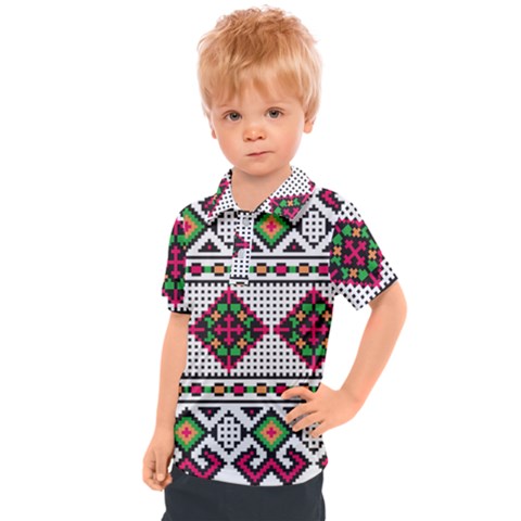 Ukrainian Folk Seamless Pattern Ethnic Ornament Border Element Traditional Kids  Polo T-shirt by Grandong