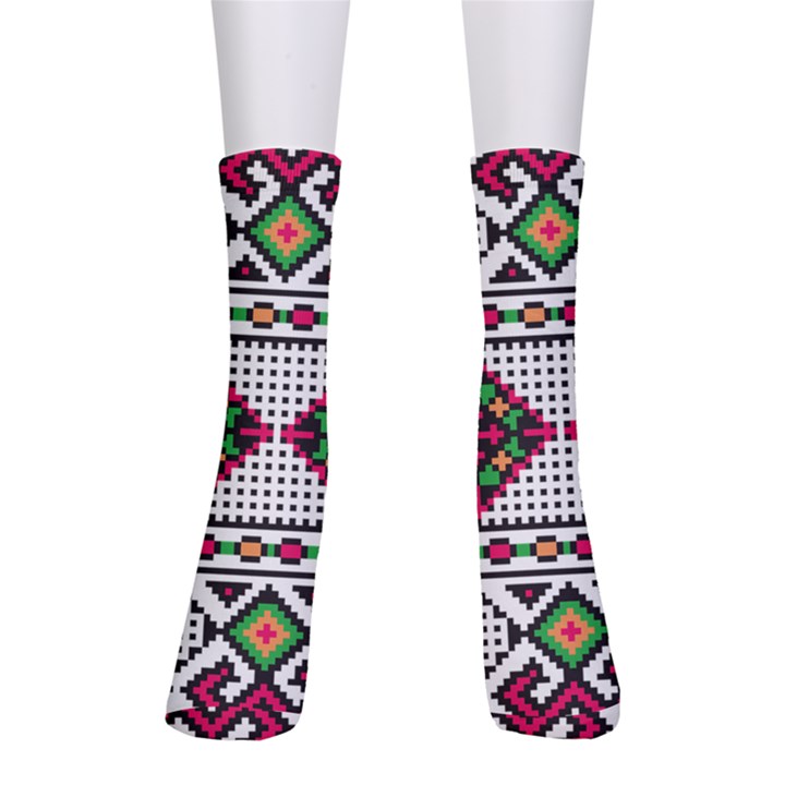 Ukrainian Folk Seamless Pattern Ethnic Ornament Border Element Traditional Crew Socks