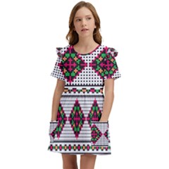 Ukrainian Folk Seamless Pattern Ethnic Ornament Border Element Traditional Kids  Frilly Sleeves Pocket Dress by Grandong