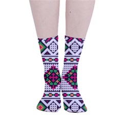 Ukrainian Folk Seamless Pattern Ethnic Ornament Border Element Traditional Smooth Crew Length Tube Socks