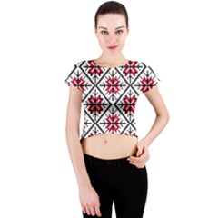 Ukrainian Folk Seamless Pattern Ornament Ethnic Ornament Border Element Traditional Art Crew Neck Crop Top by Grandong