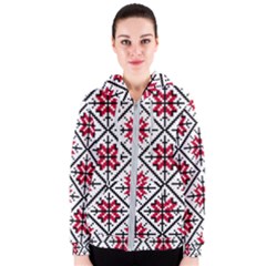 Ukrainian Folk Seamless Pattern Ornament Ethnic Ornament Border Element Traditional Art Women s Zipper Hoodie