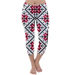 Ukrainian Folk Seamless Pattern Ornament Ethnic Ornament Border Element Traditional Art Capri Winter Leggings 