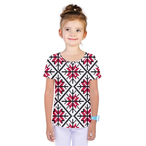 Ukrainian Folk Seamless Pattern Ornament Ethnic Ornament Border Element Traditional Art Kids  One Piece T-shirt by Grandong