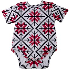 Ukrainian Folk Seamless Pattern Ornament Ethnic Ornament Border Element Traditional Art Baby Short Sleeve Bodysuit by Grandong