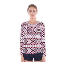 Illustration Of Ukrainian Folk Seamless Pattern Ornament Women s Long Sleeve T-shirt