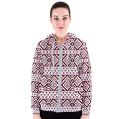 Illustration Of Ukrainian Folk Seamless Pattern Ornament Women s Zipper Hoodie