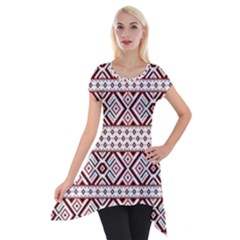 Illustration Of Ukrainian Folk Seamless Pattern Ornament Short Sleeve Side Drop Tunic by Grandong