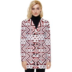 Illustration Of Ukrainian Folk Seamless Pattern Ornament Button Up Hooded Coat  by Grandong