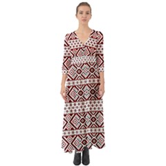 Illustration Of Ukrainian Folk Seamless Pattern Ornament Button Up Boho Maxi Dress by Grandong